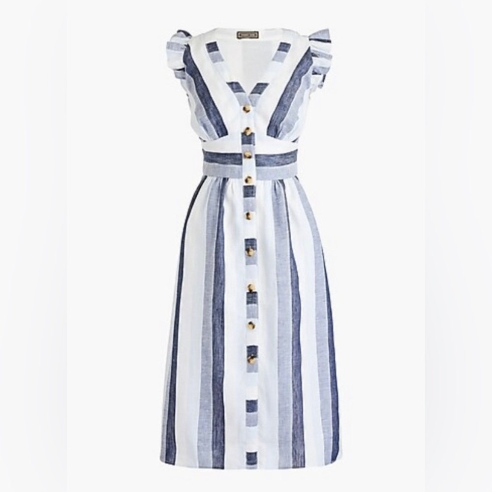 J Crew Point Sur Button Front Linen Midi Dress - Picture 12 of 12